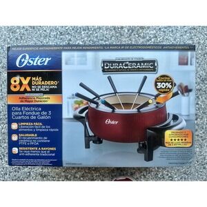 Open Box Oster Fondue Pot 3 Quart Electric Titanium Infused Duraceramic No Forks
